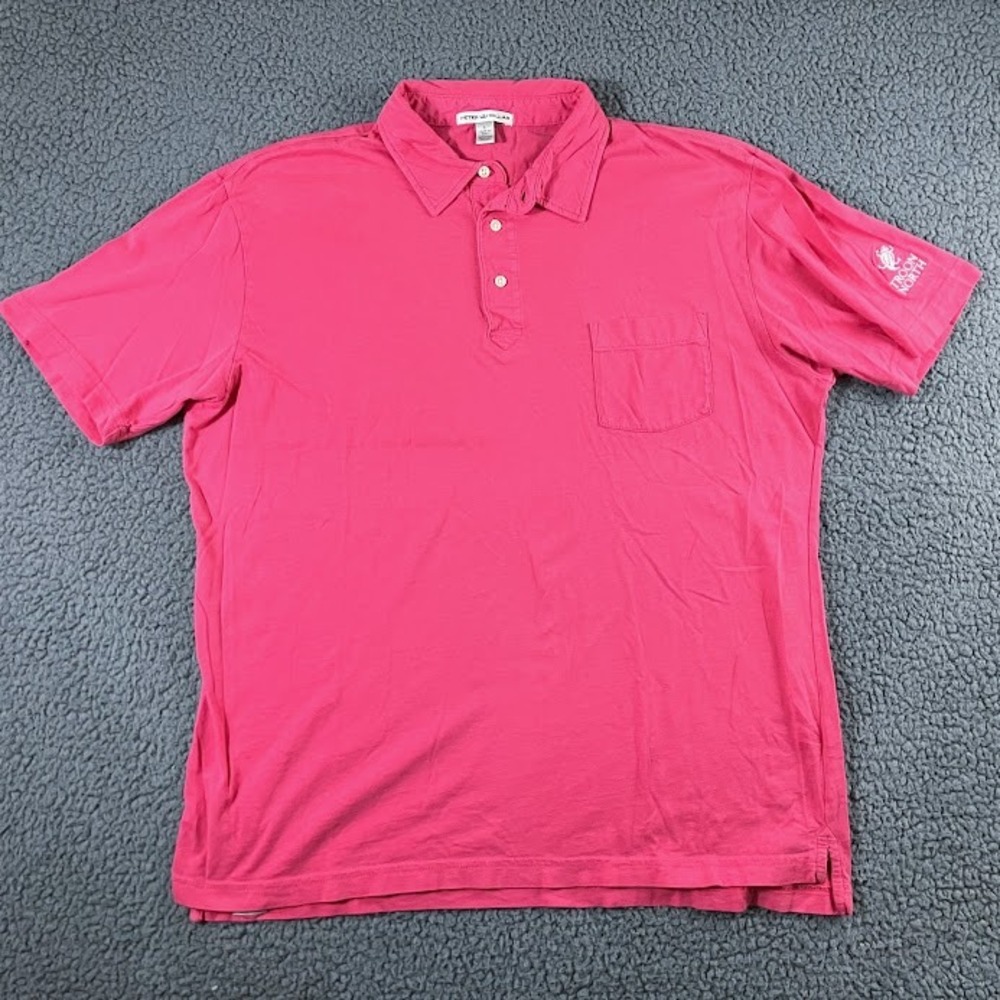Peter Millar Mens Large Pink Pima Cotton Troon North Golf Polo Shirt